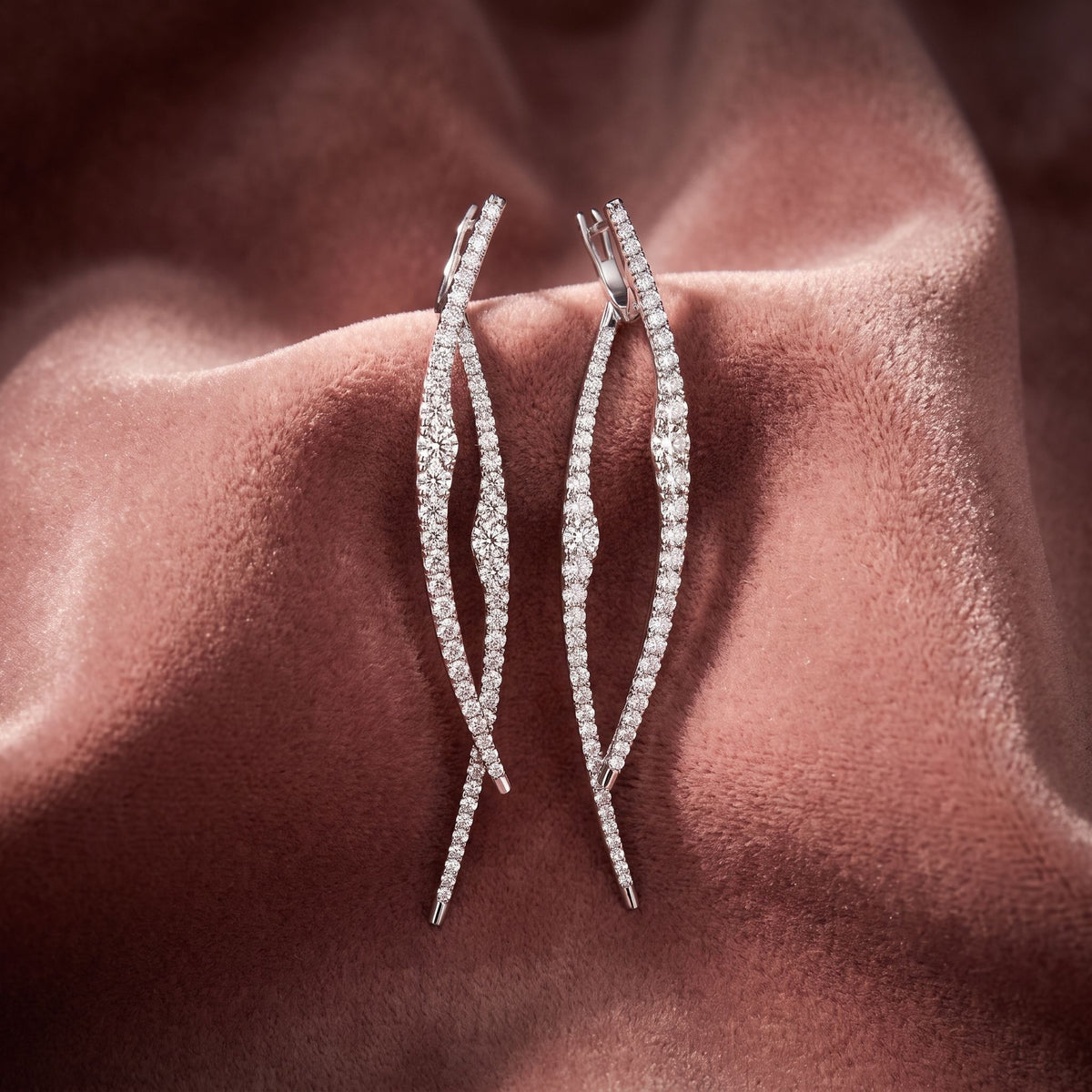 18K Round Diamond Drop Earrings — AI cloth, in-house