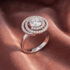 18K Halo Round Diamond Engagement Ring — AI cloth, in-house