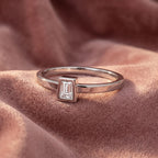 18K Solitaire Baguette Diamond Promise Ring — AI cloth, in-house