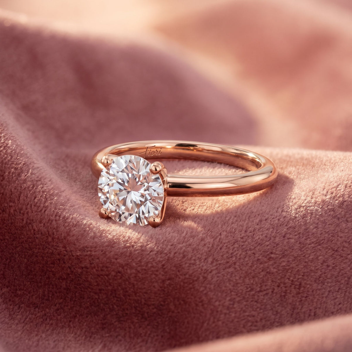 18K Round Diamond Solitaire Engagement Ring — AI cloth, in-house
