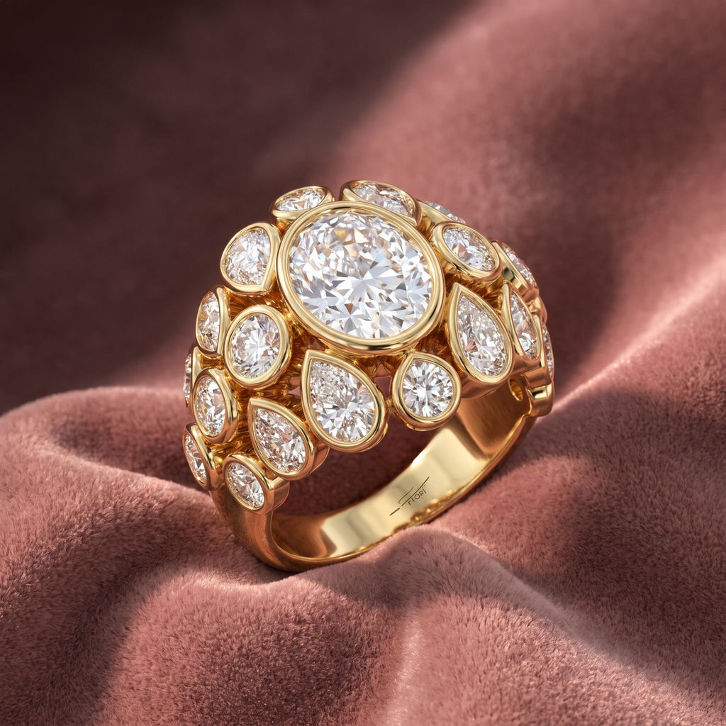 18K Bespoke Oval Diamond Statement Ring — AI cloth, in-house