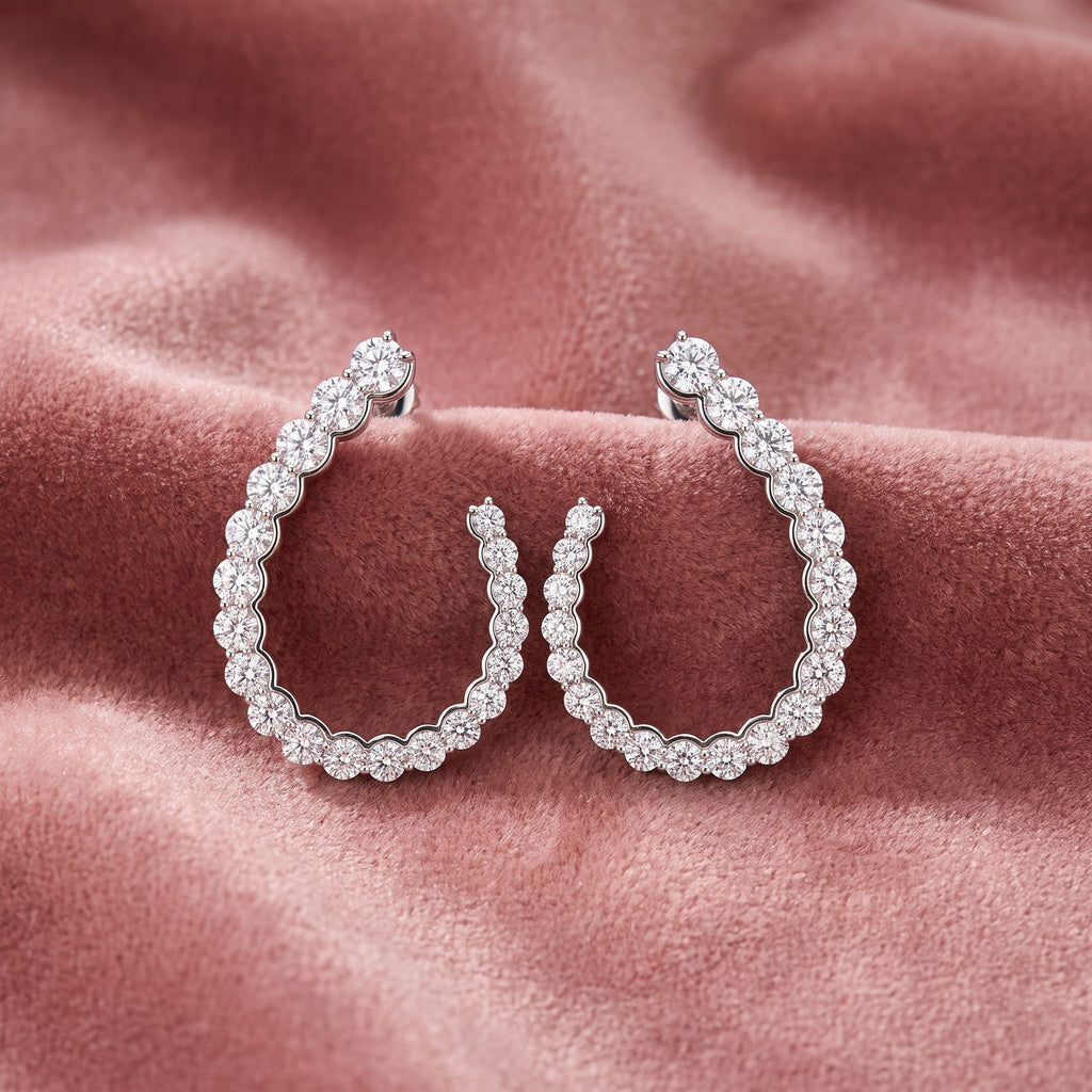 18K Feather Diamond Earrings — AI cloth, in-house