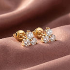 18K Cluster Round Diamond Earrings — AI cloth, in-house