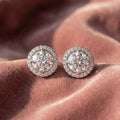 18K Halo Solitaire Diamond Stud Earrings — AI cloth, in-house