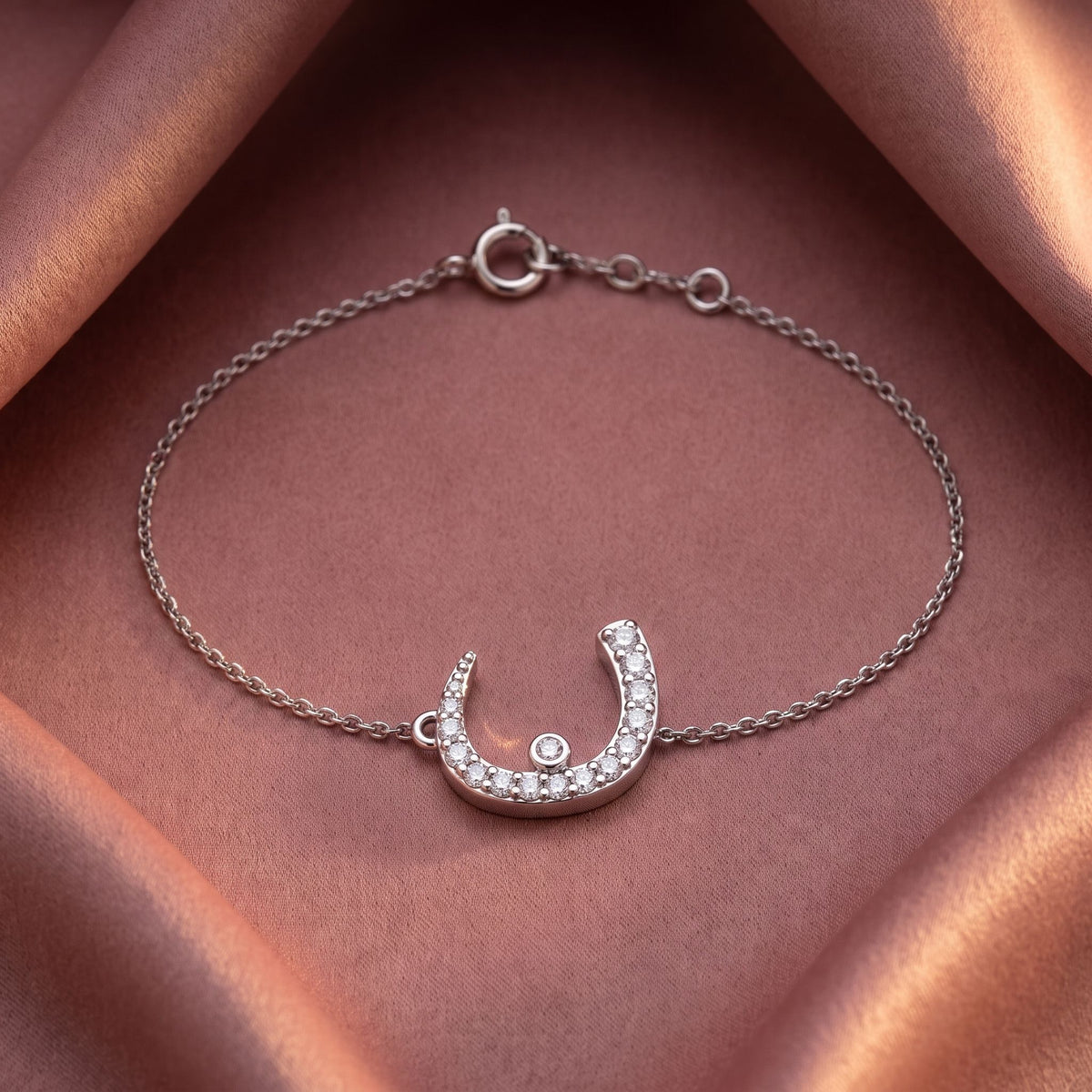 18K Arabic Alphabet Diamond Bracelet — AI cloth, in-house