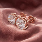18K Solitaire Round Brilliant Diamond Earrings — AI cloth, in-house