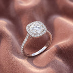 18K Halo Round Diamond Engagement Ring — AI cloth, in-house