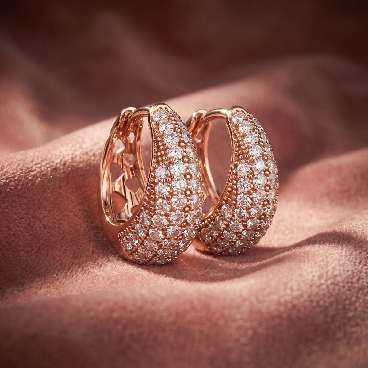 18K Chunky Pave Diamond Hoop Earrings — AI cloth, in-house