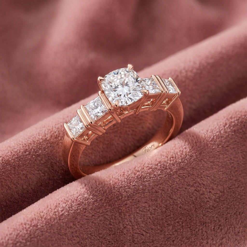 18K Bespoke Cushion Diamond Ring — AI cloth, in-house