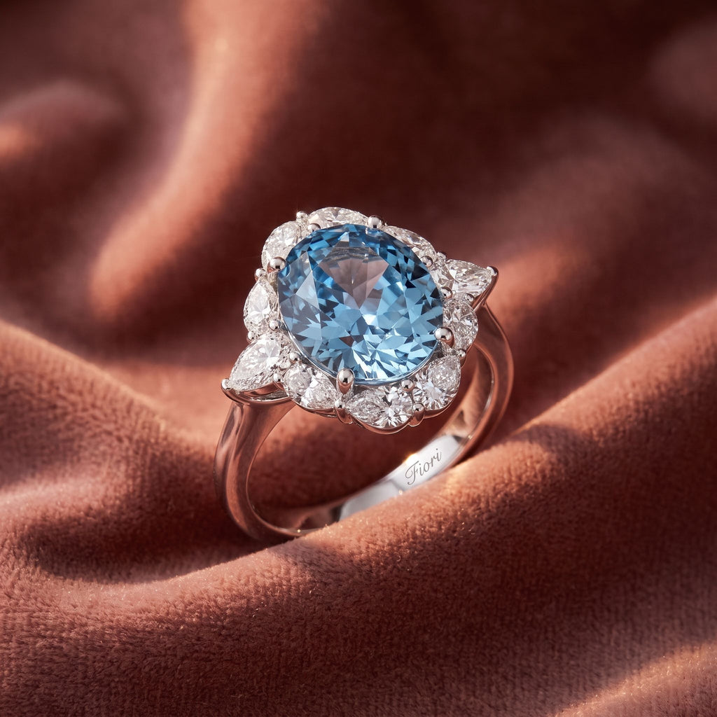 18K Halo Oval Diamond Ring — AI cloth, in-house