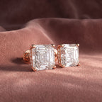 18K Asscher Solitaire Diamond Earrings — AI cloth, in-house