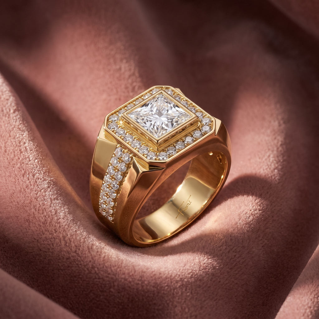 18K Bespoke Princess Diamond Ring — AI cloth, in-house