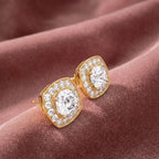 18K Halo Lab Grown Diamond Earrings — AI cloth, in-house