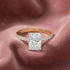 18K Shoulder Set Emerald Diamond Engagement Ring — AI cloth, in-house