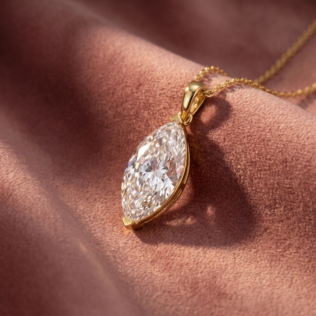 18K Solitaire Marquise Diamond Pendant — AI cloth, in-house