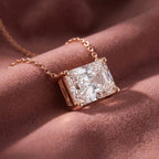 18K Radiant Solitaire Diamond Pendant — AI cloth, in-house