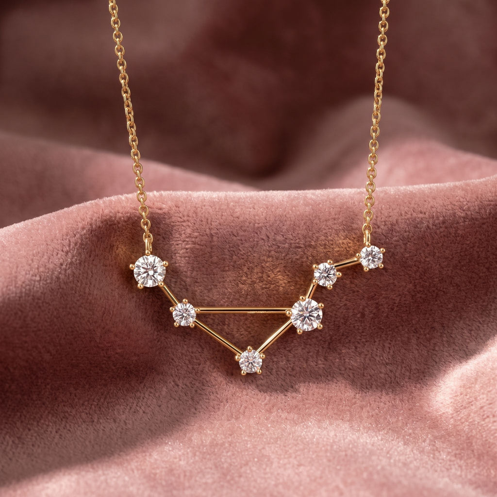 18K Constellation Round Diamond Pendant — AI cloth, in-house