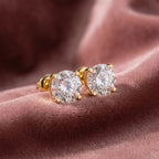 18K Round Solitaire Diamond Earrings — AI cloth, in-house