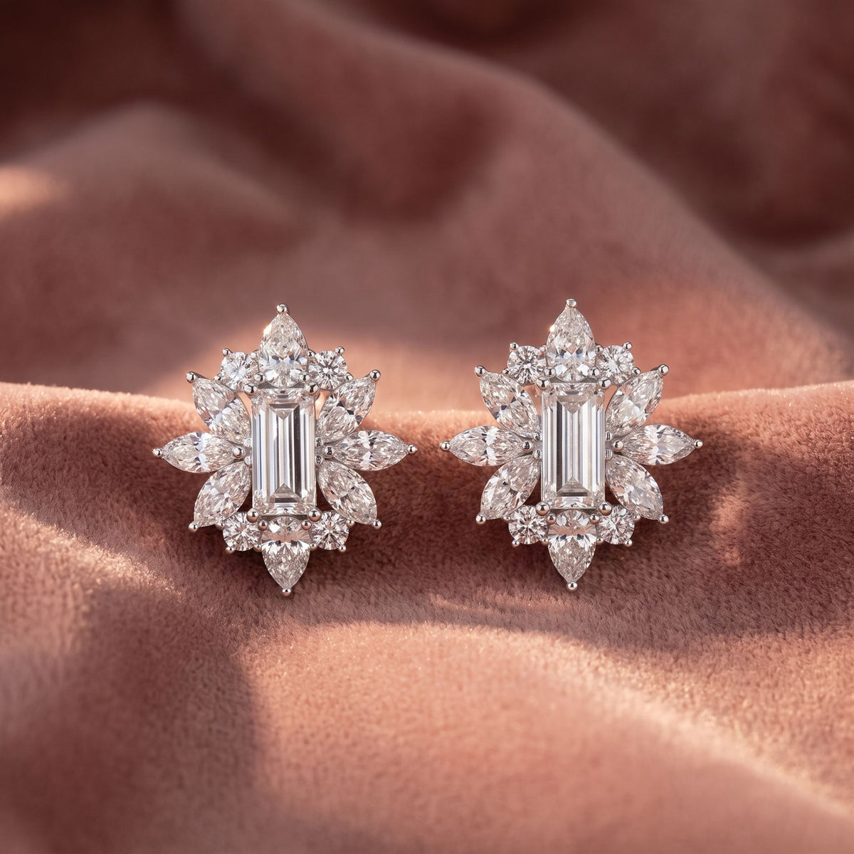 18K Marquise Diamond Stud Earrings — AI cloth, in-house