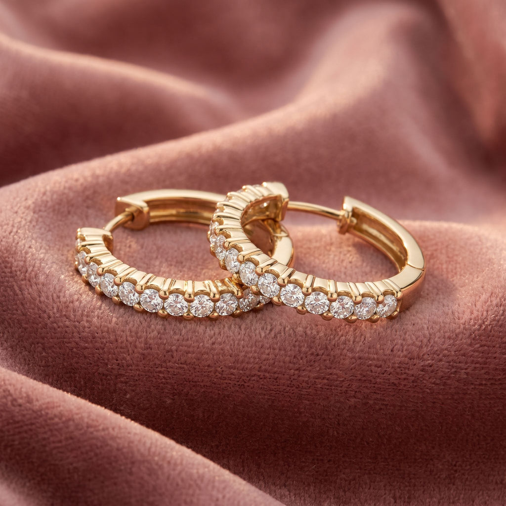 18K Diamond Hoop Earrings — AI cloth, in-house