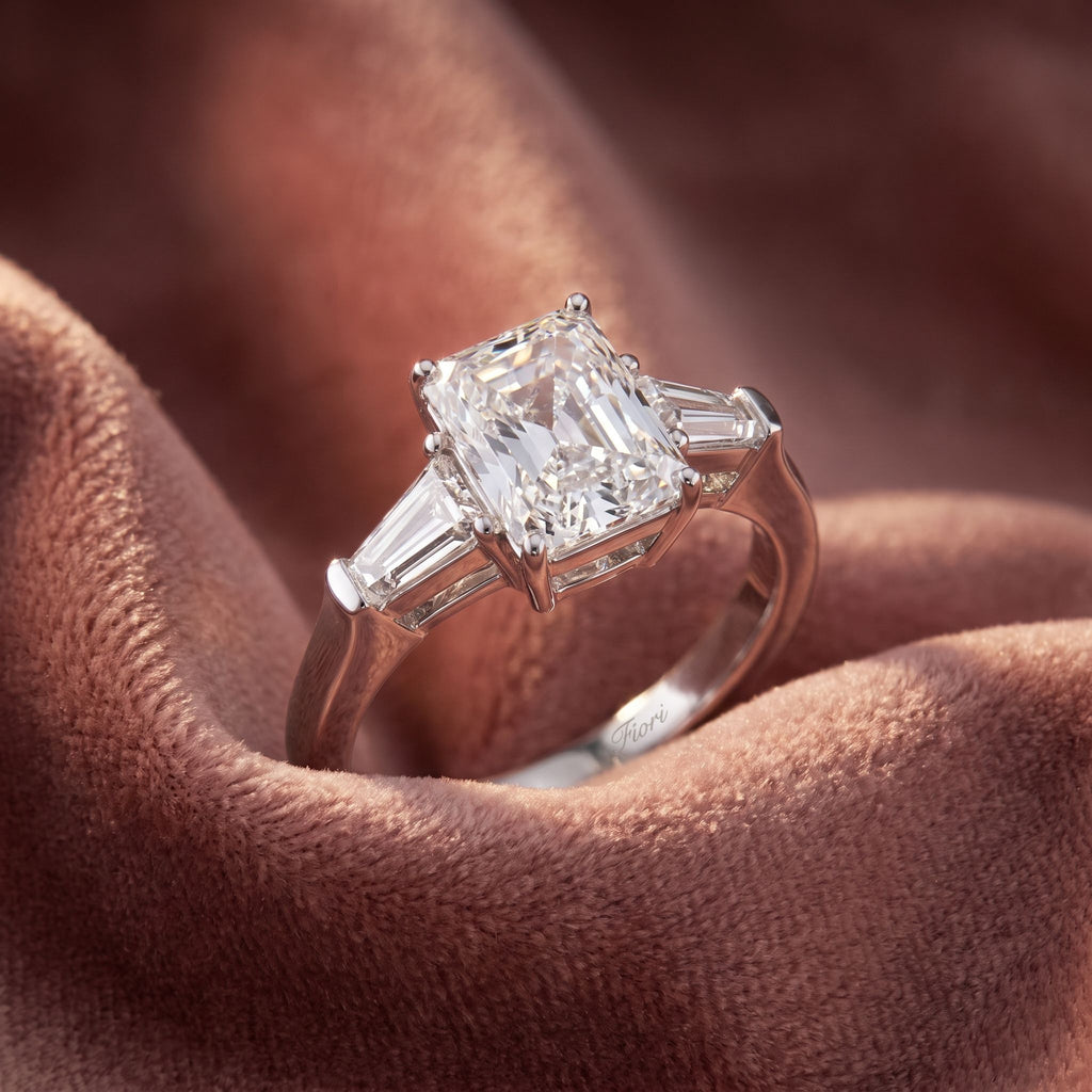 18K Trilogy Diamond Engagement Ring — AI cloth, in-house
