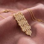 18K Chandelier Pear Diamond Pendant — AI cloth, in-house