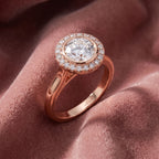 18K Halo Round Diamond Ring — AI cloth, in-house