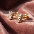 18K Triangle Solitaire Diamond Earrings — AI cloth, in-house