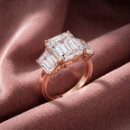 18K Trilogy Emerald-Cut Diamond Ring — AI cloth, in-house