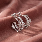 18K Crescent Moon and Stars Diamond Earrings — AI cloth, in-house