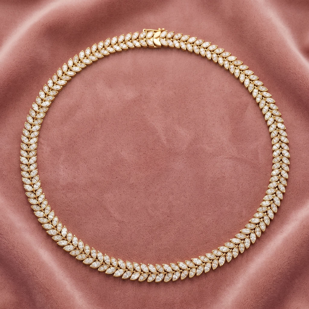18K Oval Diamond Necklace — AI cloth, in-house