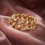 18K Bespoke Chain Link Diamond Ring — AI cloth, in-house