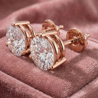 18K Solitaire Round Brilliant Diamond Earrings — AI cloth, in-house