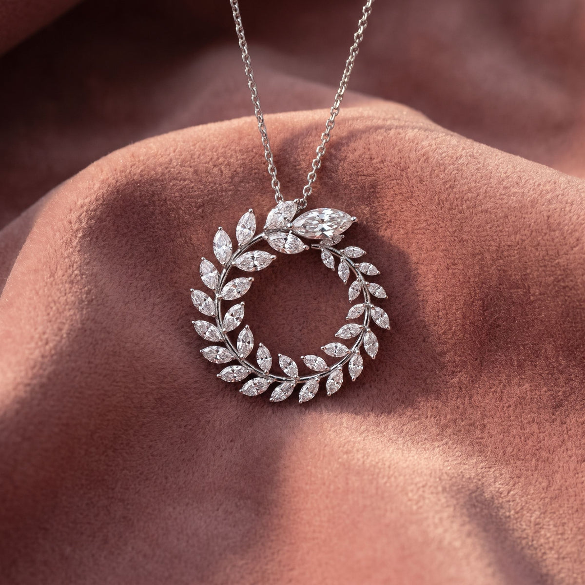 18K Leaf Diamond Pendant — AI cloth, in-house
