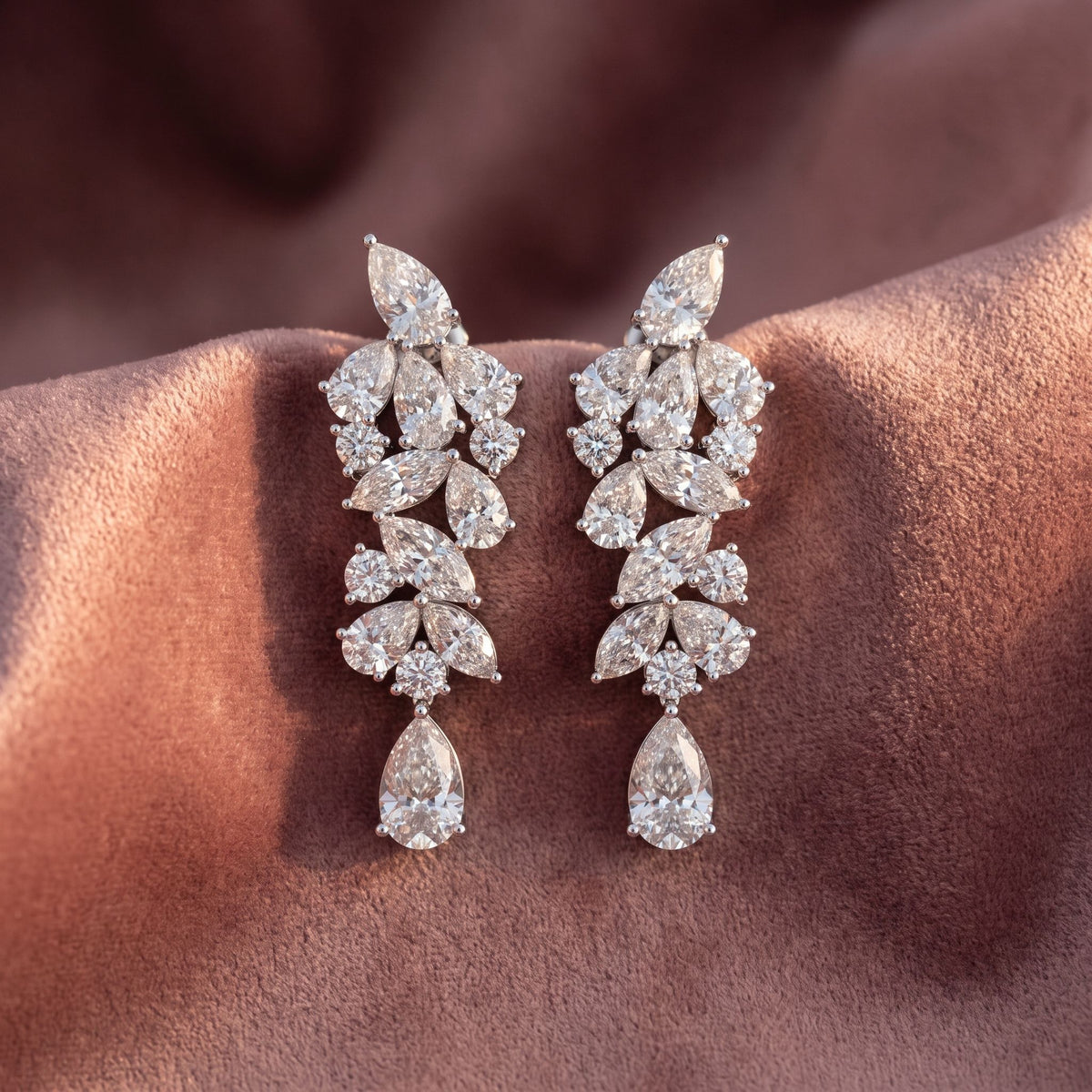 14K Pear Diamond Earrings — AI cloth, in-house