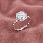 18K Halo Round Diamond Engagement Ring — AI cloth, in-house