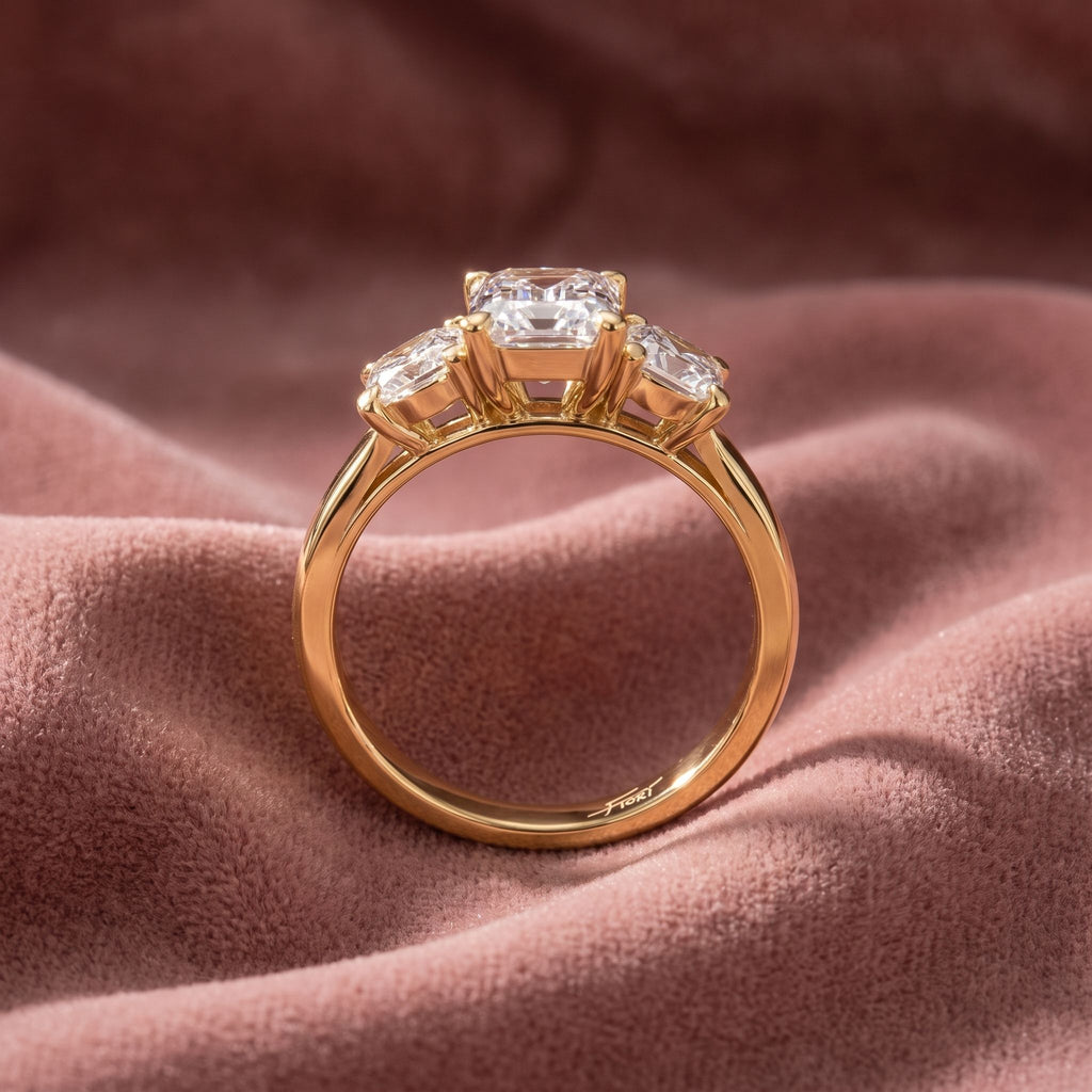18K Trilogy Diamond Engagement Ring — AI cloth, in-house