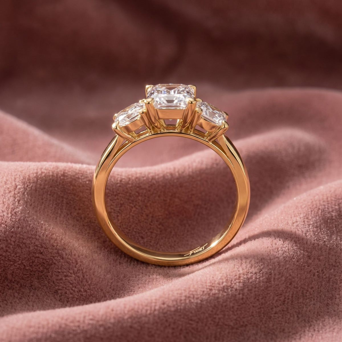18K Trilogy Diamond Engagement Ring — AI cloth, in-house