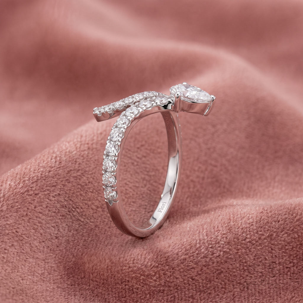 18K Pear Diamond Ring — AI cloth, in-house