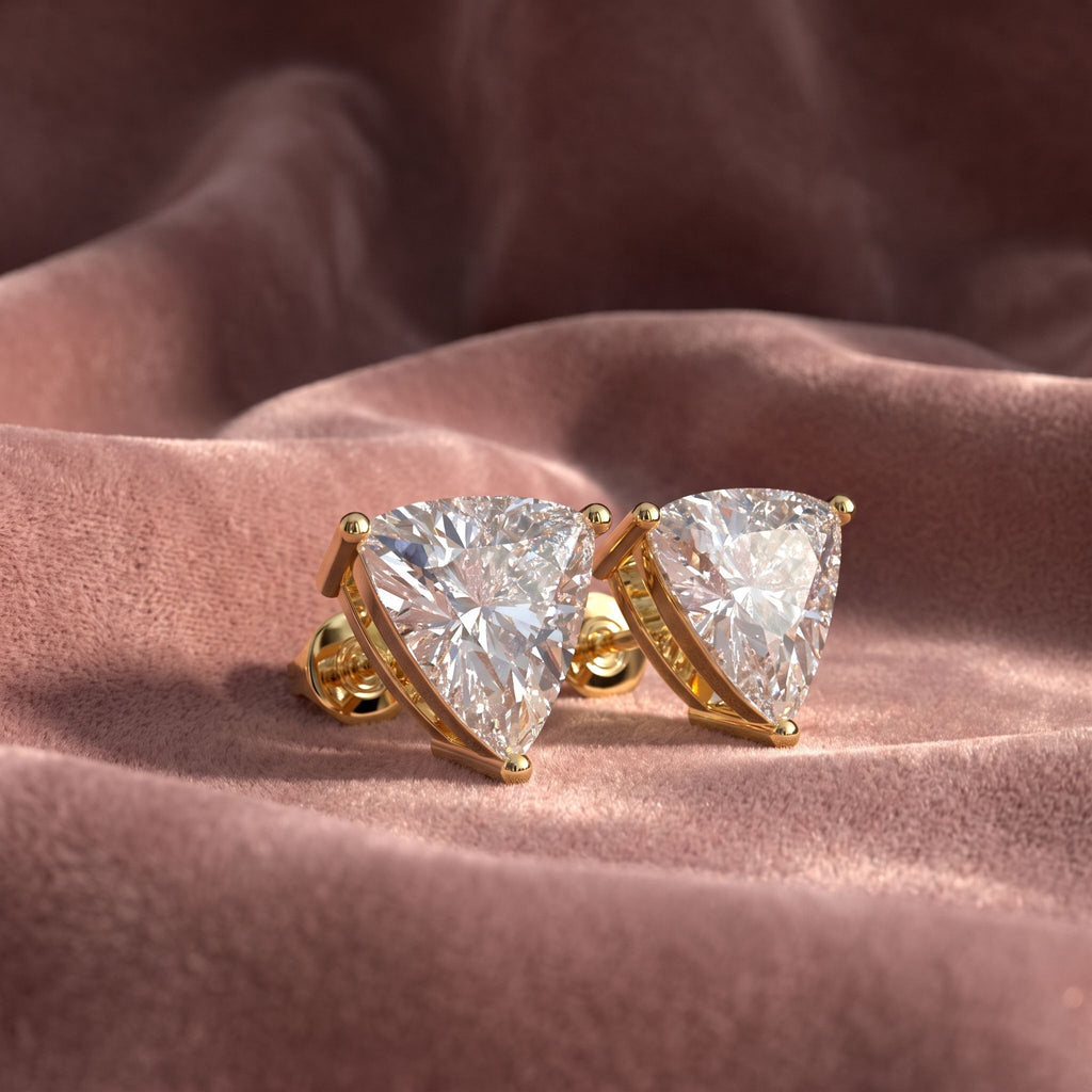 18K Trillion Solitaire Diamond Earrings — AI cloth, in-house