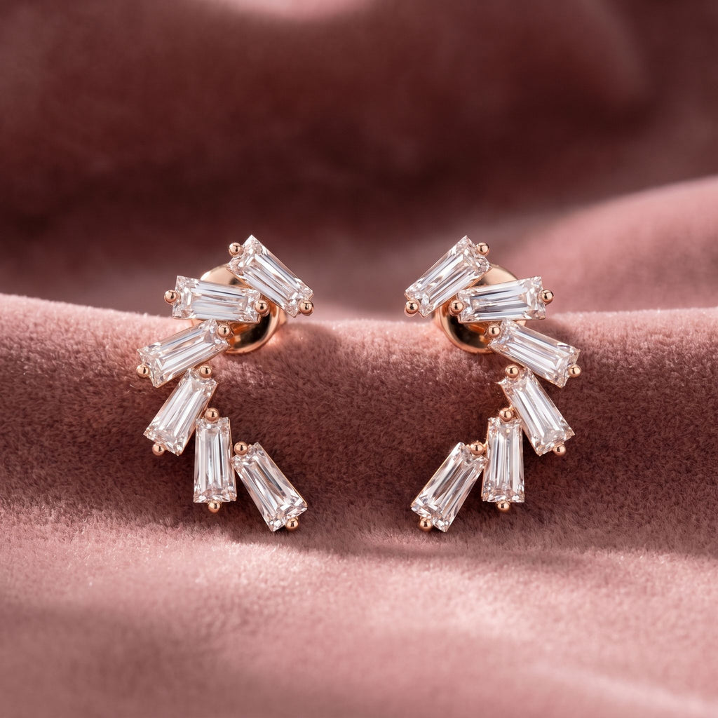 18K Mixed Cut Bespoke Diamond Earrings — AI cloth, in-house