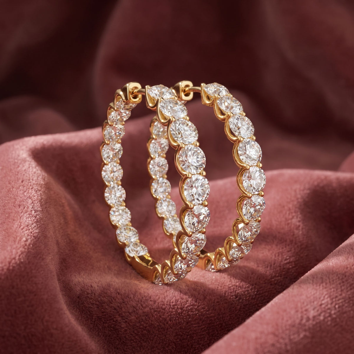 18K Diamond Hoop Earrings — AI cloth, in-house