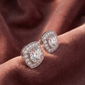 18K Halo Lab Grown Diamond Earrings — AI cloth, in-house