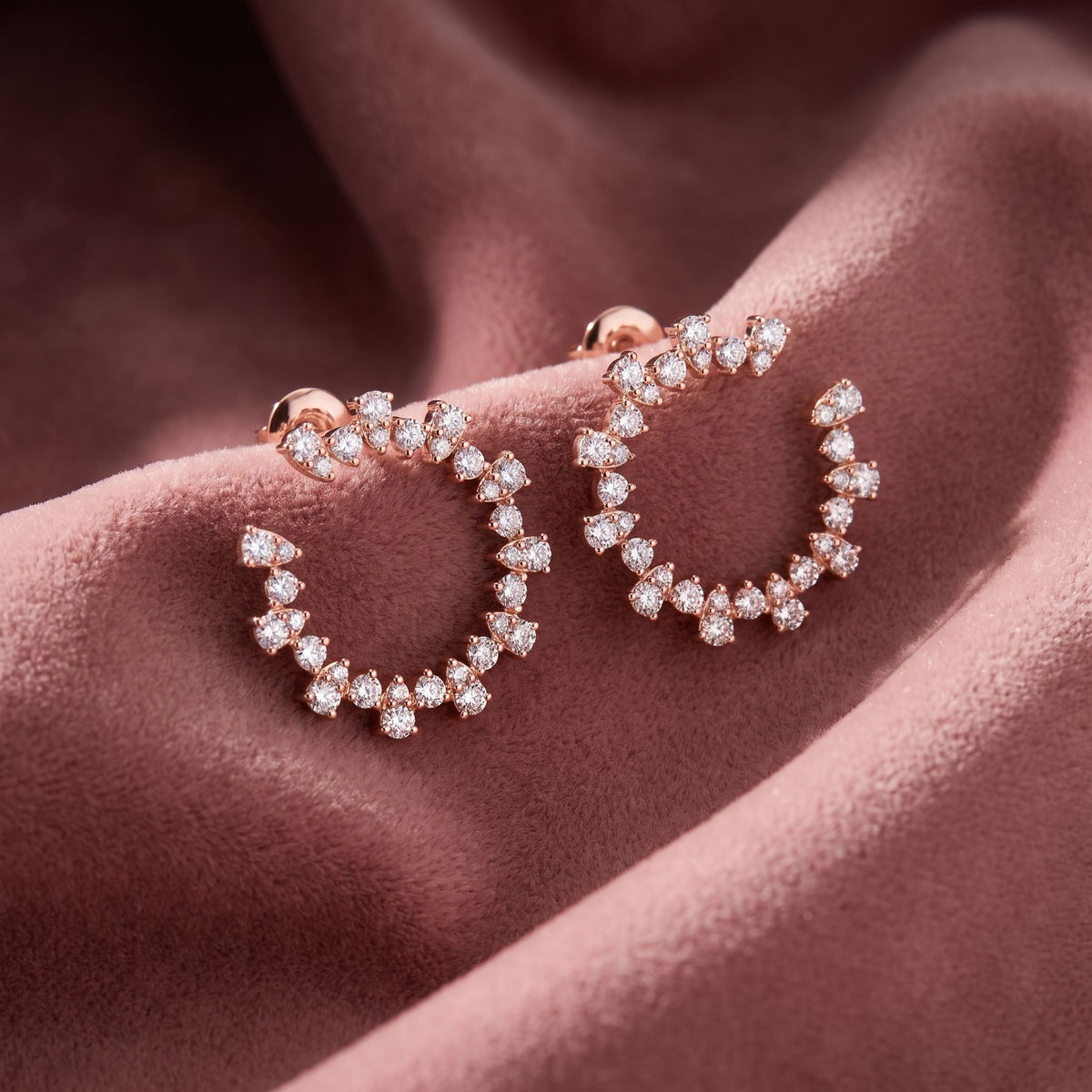 18K Bespoke Pear Diamond Hoop Earrings — AI cloth, in-house