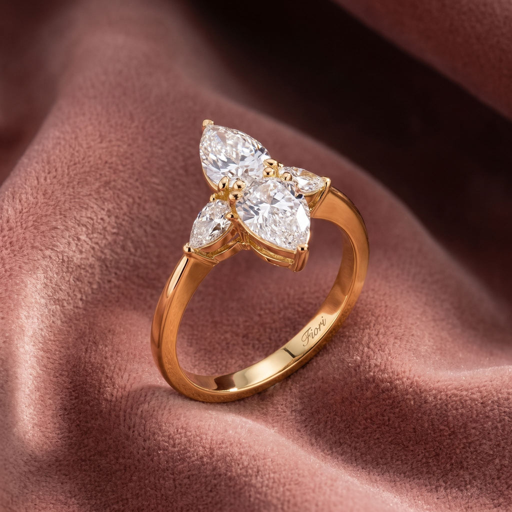 18K Pear Cluster Diamond Ring — AI cloth, in-house