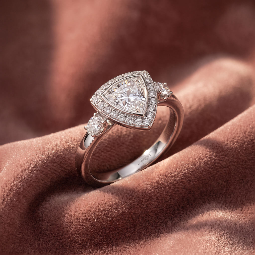 18K Halo Trillion Diamond Engagement Ring — AI cloth, in-house
