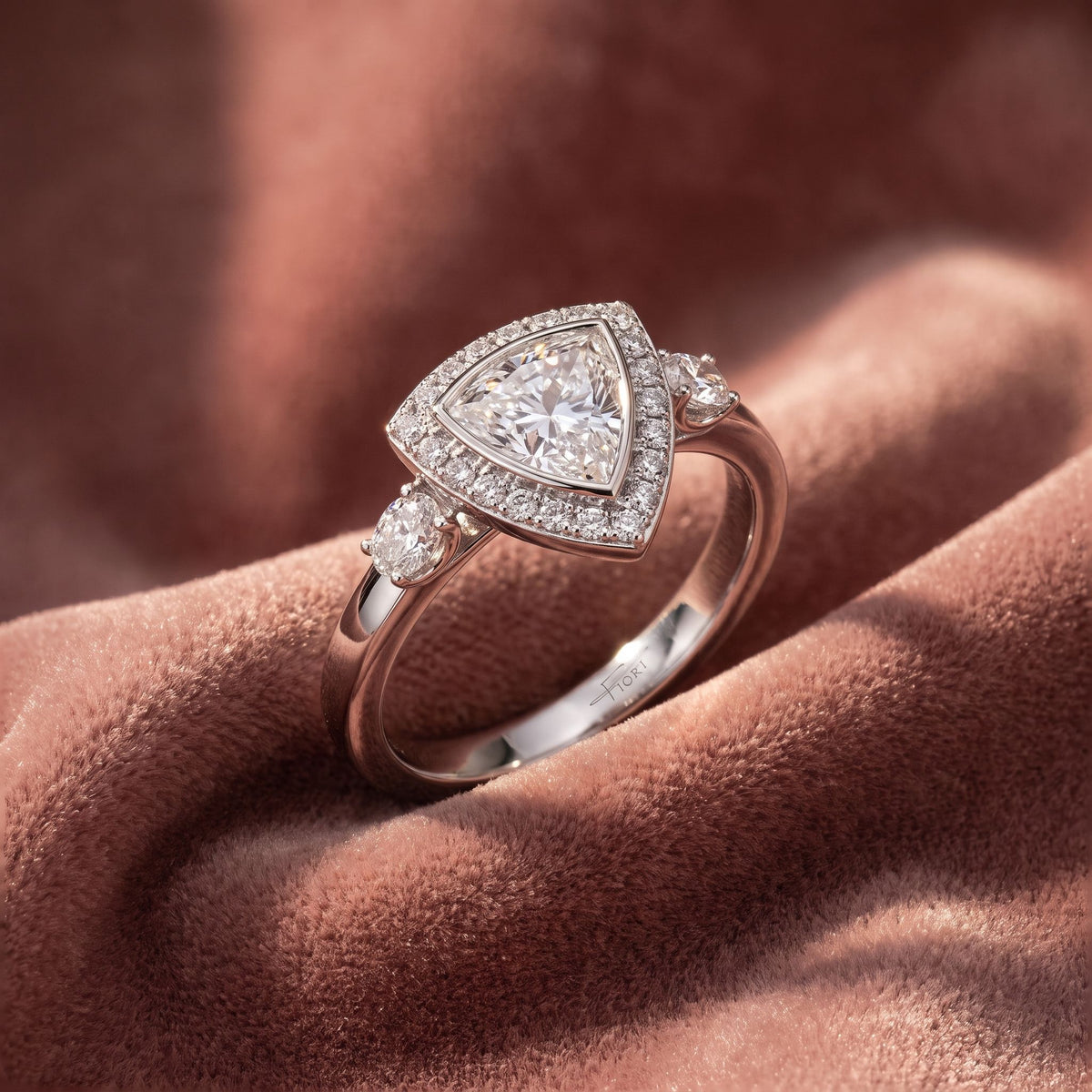 18K Halo Trillion Diamond Engagement Ring — AI cloth, in-house