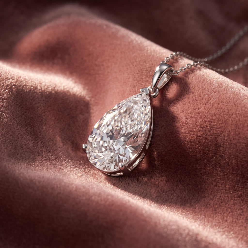 18K Pear Diamond Pendant — AI cloth, in-house