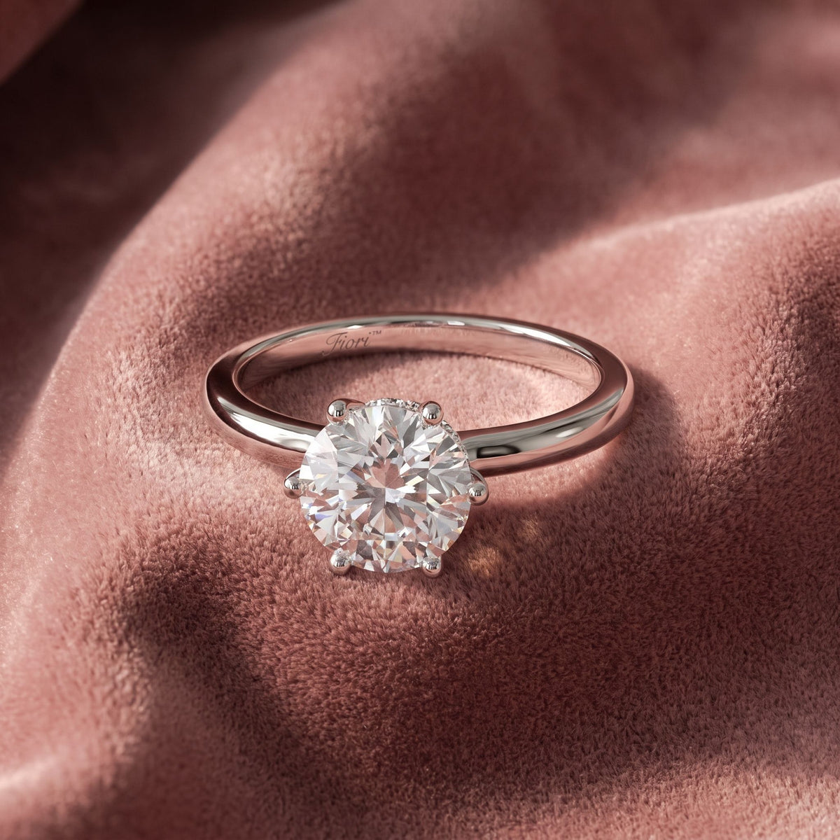 14K Solitaire Round Diamond Engagement Ring — AI cloth, in-house