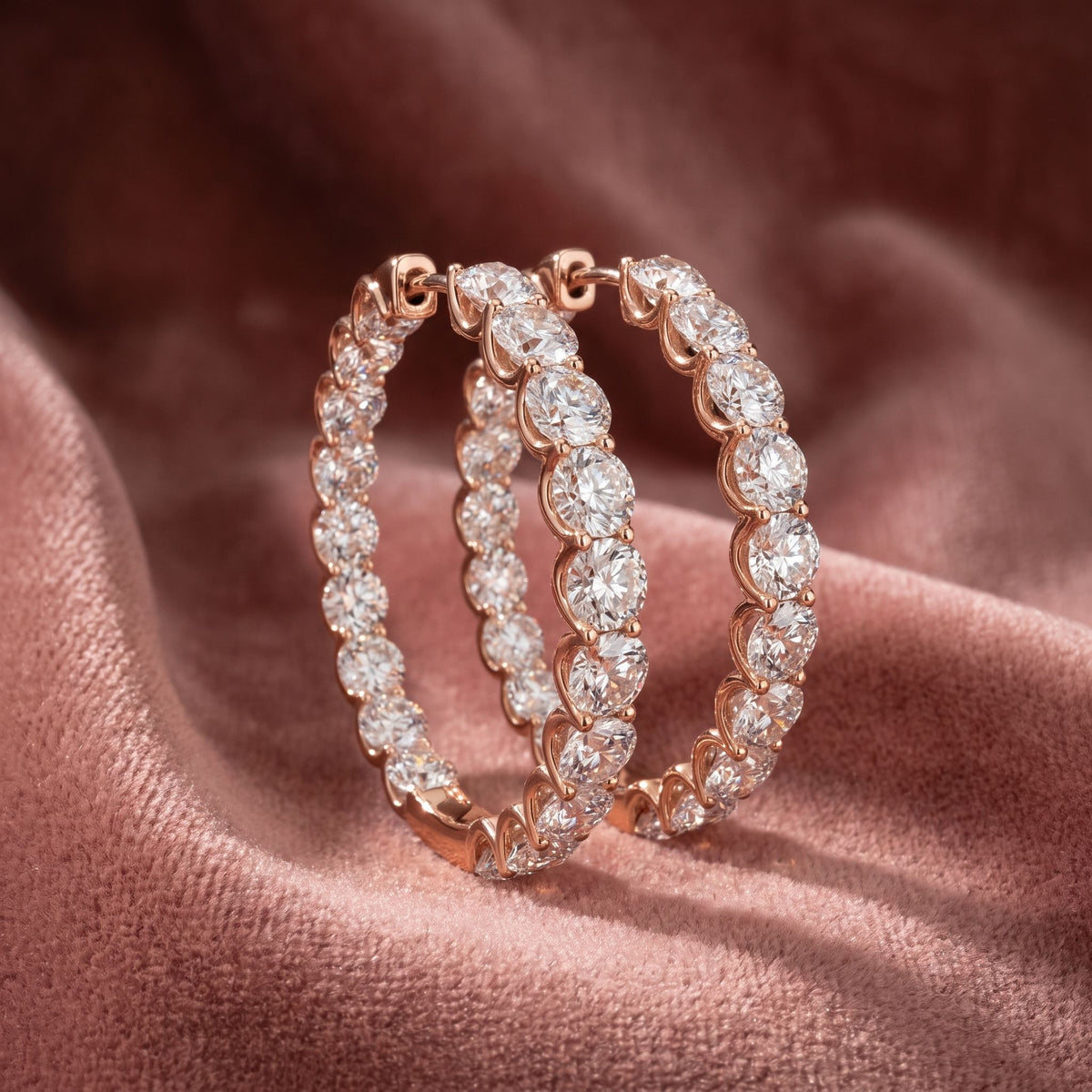 18K Diamond Hoop Earrings — AI cloth, in-house